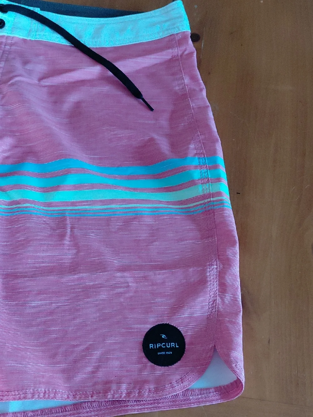 Rip Curl Pink Board Shorts with Teal Striping Mens 36